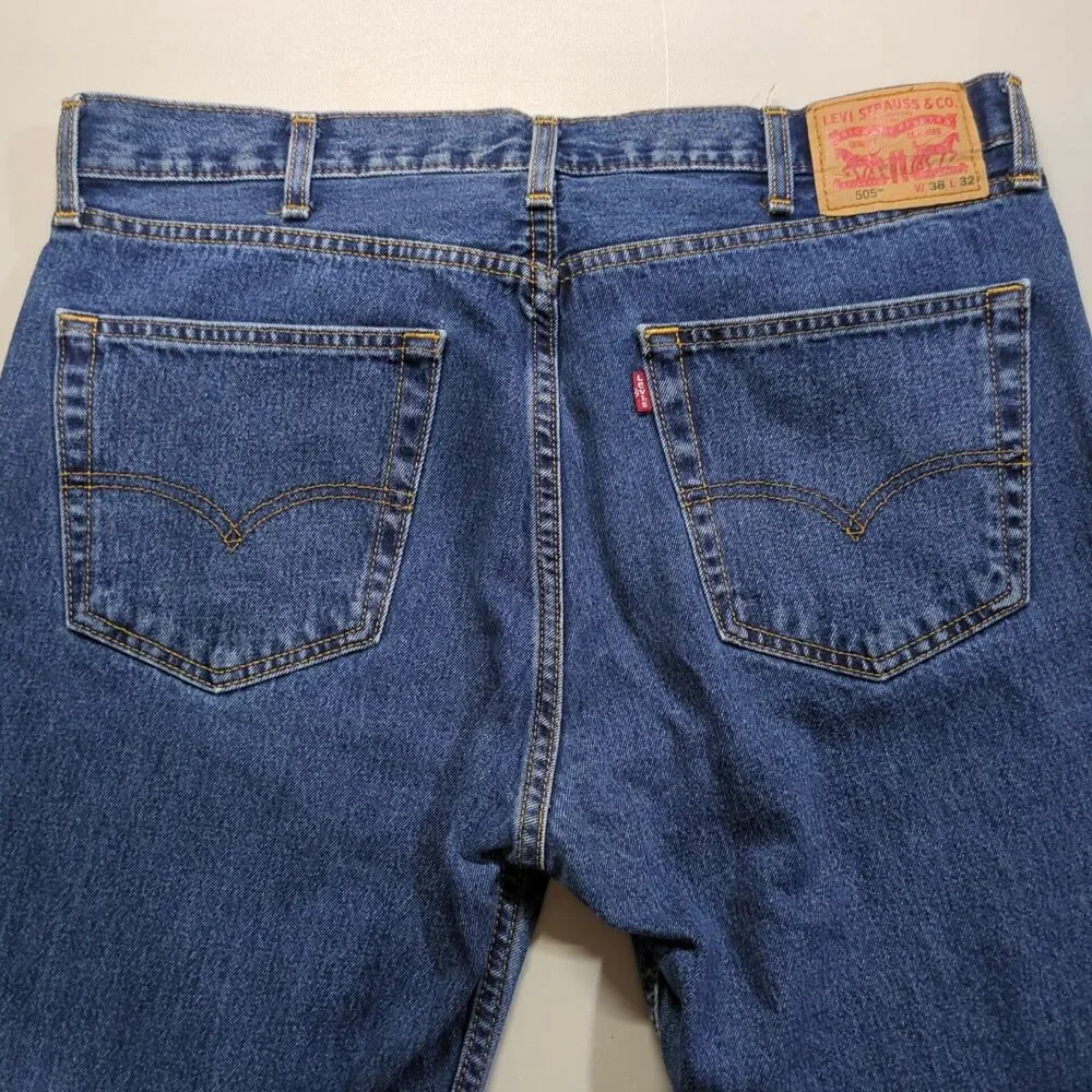 Levi’s 505™ Regular Fit Straight Leg Jeans Men’s 38x32 Blue Denim